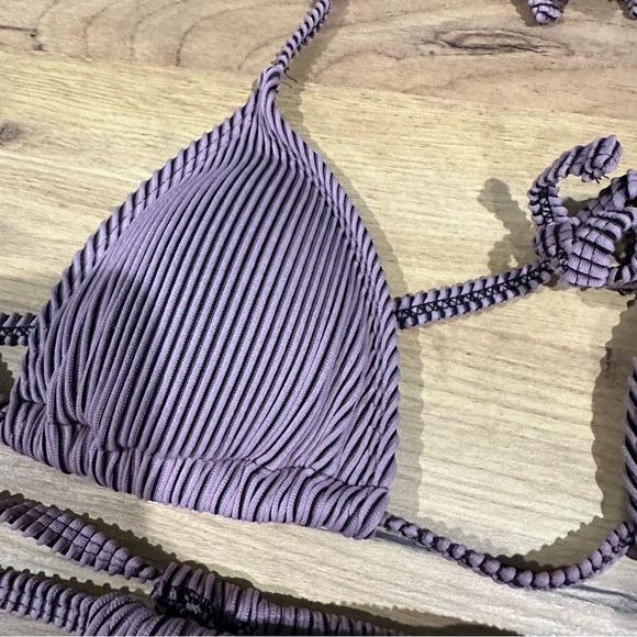 Purple mauve ribbed shein bikini tie large - Picture 4 of 8